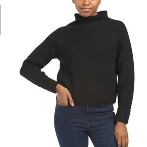 Rachel Zoe Mock Funnel Neck Merino Wool Black Sweater XL